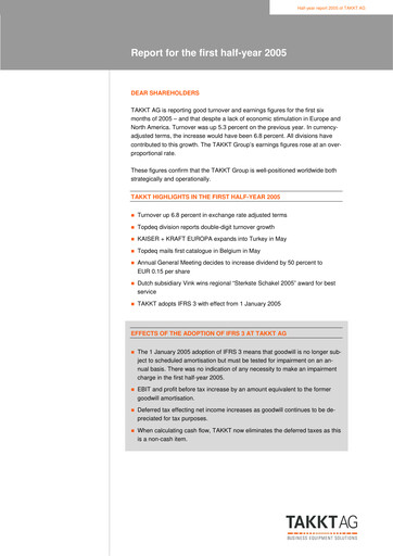 Thumbnail TAKKT AG Half-year Report 2005-h1