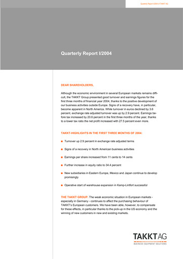 Thumbnail TAKKT AG Quarterly Report 2004-q1