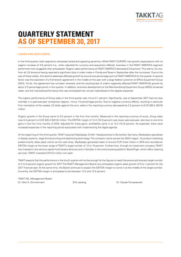 Thumbnail TAKKT AG Quarterly Report 2017-q3