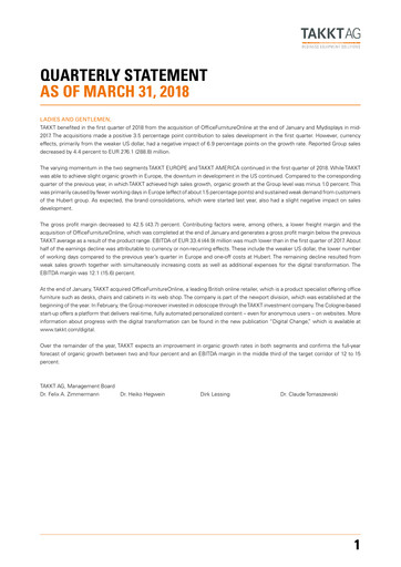 Thumbnail TAKKT AG Quarterly Report 2018-q1