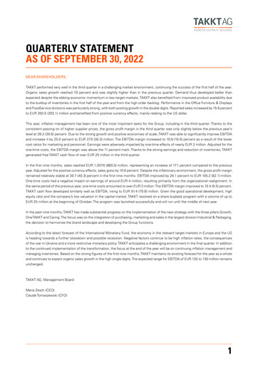 Thumbnail TAKKT AG Quarterly Report 2022-q3