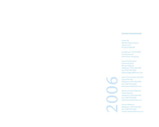 Thumbnail Finnair
 Annual Report 2006