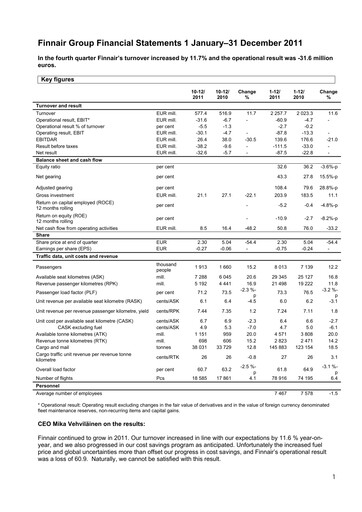 Thumbnail Finnair
 Financial Statement 2011