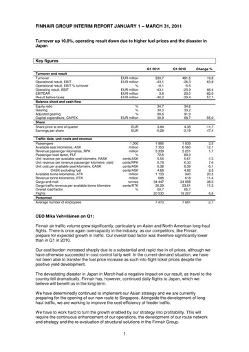 Thumbnail Finnair
 Quarterly Report 2011-q1