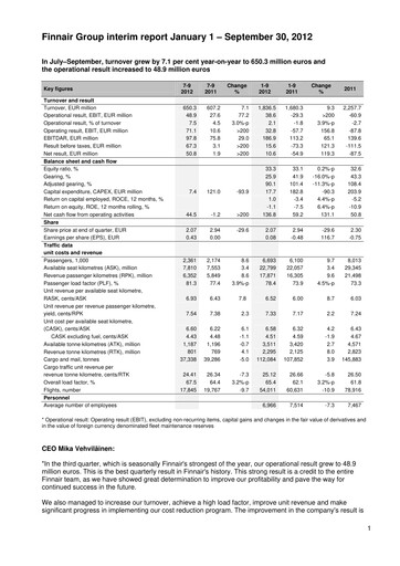 Thumbnail Finnair
 Quarterly Report 2012-q3
