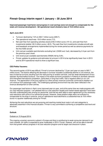 Thumbnail Finnair
 Quarterly Report 2014-q2