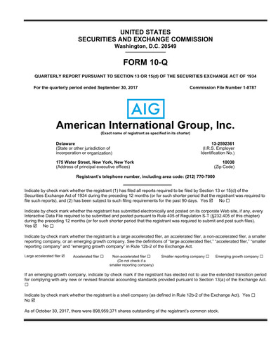 Thumbnail American International Group Quarterly Report 2017-q3