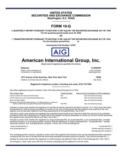 Thumbnail American International Group Quarterly Report 2022-q2