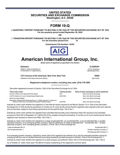 Thumbnail American International Group Quarterly Report 2022-q3