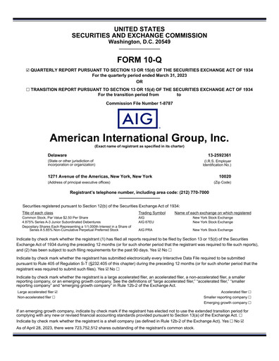 Thumbnail American International Group Quarterly Report 2023-q1
