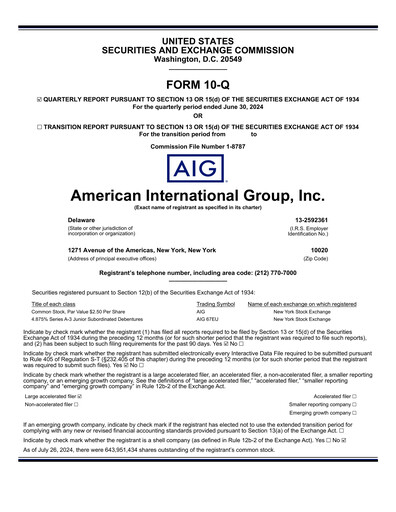 Thumbnail American International Group Quarterly Report 2024-q2