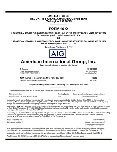 Thumbnail American International Group Quarterly Report 2024-q3