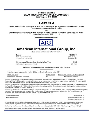 Thumbnail American International Group Quarterly Report 2026-q1