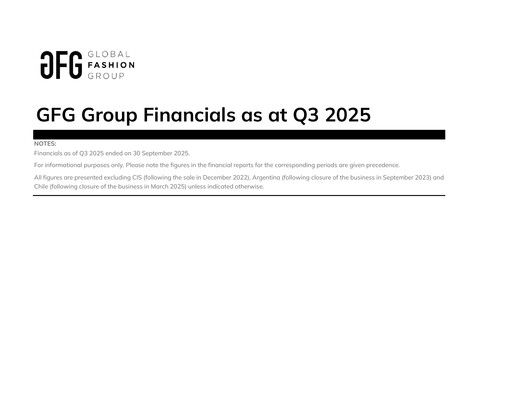 Thumbnail Global Fashion Group Quarterly Report 2025-q3