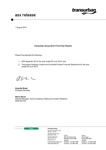 Thumbnail Transurban Financial Statement 2013