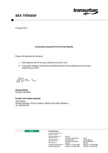 Thumbnail Transurban Financial Statement 2014