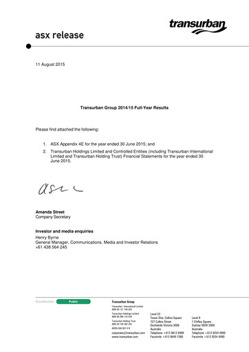 Thumbnail Transurban Financial Statement 2015