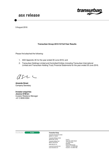 Thumbnail Transurban Financial Statement 2016