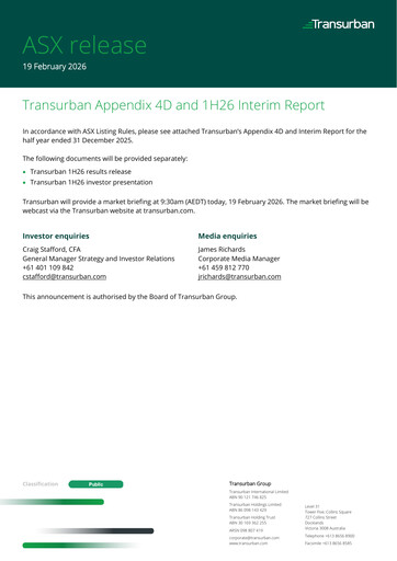 Thumbnail Transurban Financial Statement 2026-h1