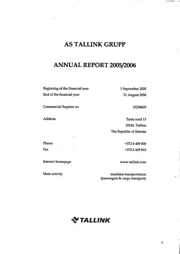 Thumbnail Tallink Grupp Annual Report 2006
