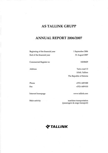 Thumbnail Tallink Grupp Annual Report 2007