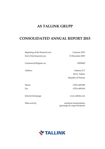 Thumbnail Tallink Grupp Annual Report 2015