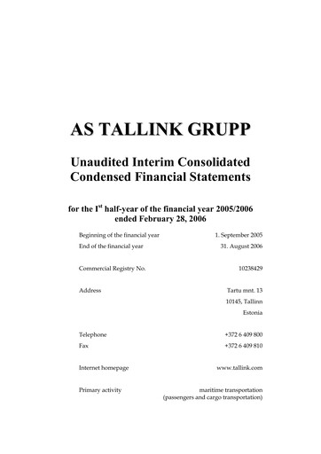 Thumbnail Tallink Grupp Financial Statement 2006-h1