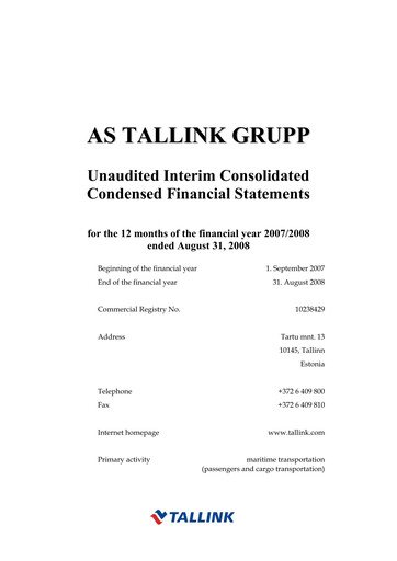 Thumbnail Tallink Grupp Financial Statement 2008