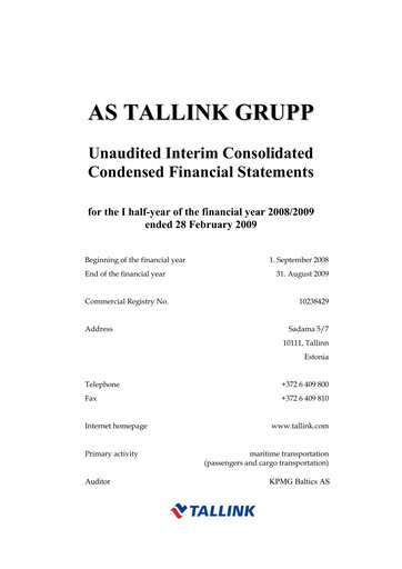 Thumbnail Tallink Grupp Financial Statement 2009-h1