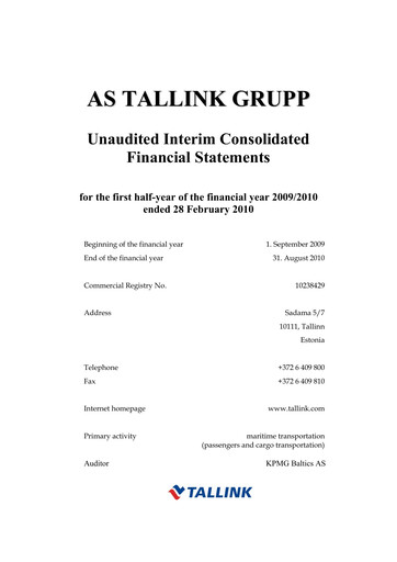 Thumbnail Tallink Grupp Financial Statement 2010-h1