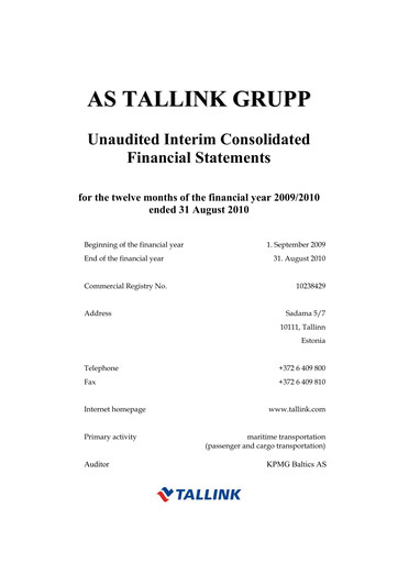 Thumbnail Tallink Grupp Financial Statement 2010