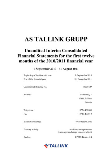 Thumbnail Tallink Grupp Financial Statement 2011