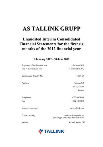 Thumbnail Tallink Grupp Financial Statement 2012-h1