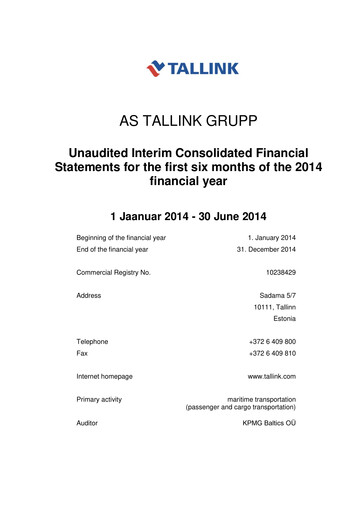 Thumbnail Tallink Grupp Financial Statement 2014-h1