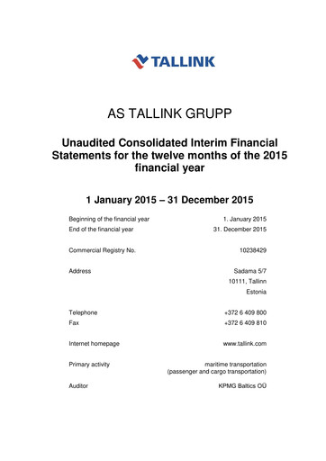 Thumbnail Tallink Grupp Financial Statement 2015