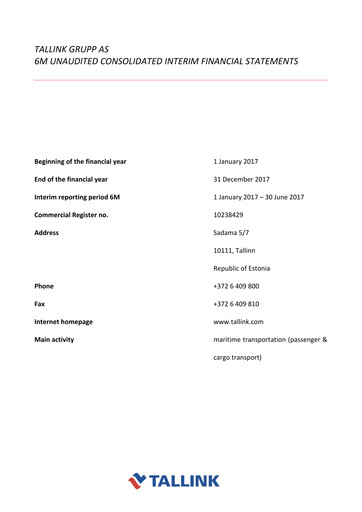 Thumbnail Tallink Grupp Financial Statement 2017-h1