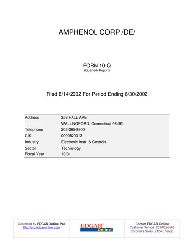 Thumbnail Amphenol Quarterly Report 2002-q2