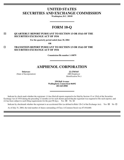 Thumbnail Amphenol Quarterly Report 2004-q2