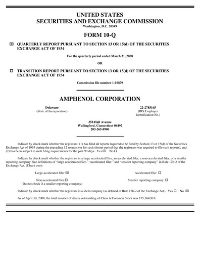 Thumbnail Amphenol Quarterly Report 2008-q1