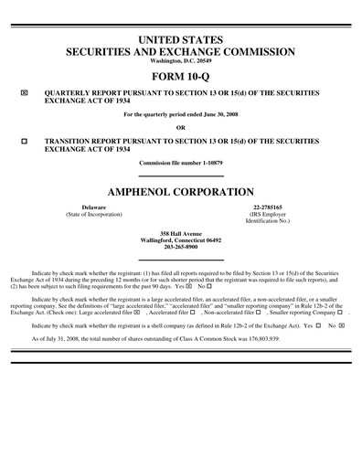 Thumbnail Amphenol Quarterly Report 2008-q2