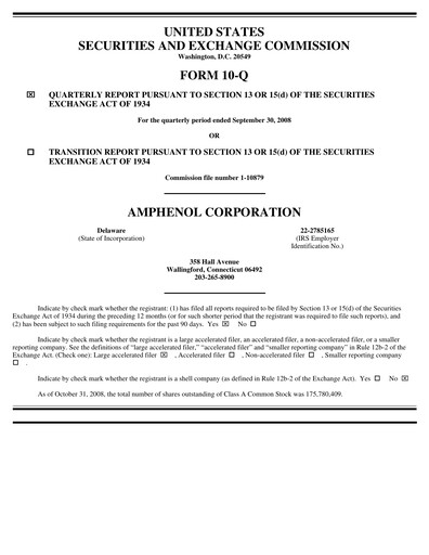 Thumbnail Amphenol Quarterly Report 2008-q3