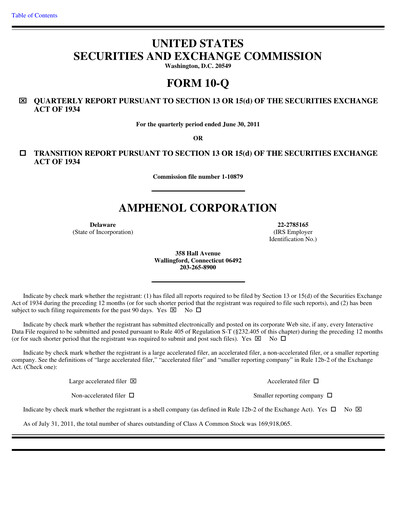 Thumbnail Amphenol Quarterly Report 2011-q2