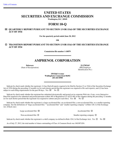 Thumbnail Amphenol Quarterly Report 2012-q2