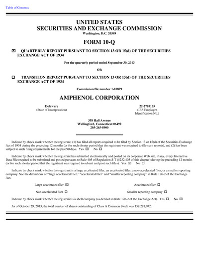 Thumbnail Amphenol Quarterly Report 2013-q3