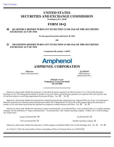 Thumbnail Amphenol Quarterly Report 2014-q2