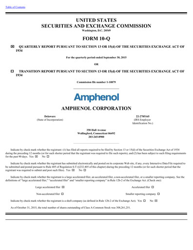 Thumbnail Amphenol Quarterly Report 2015-q3