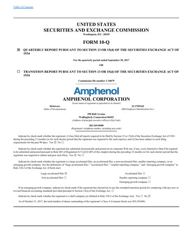 Thumbnail Amphenol Quarterly Report 2017-q3