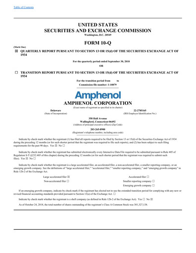 Thumbnail Amphenol Quarterly Report 2018-q3