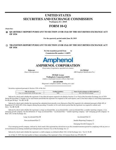 Thumbnail Amphenol Quarterly Report 2019-q2