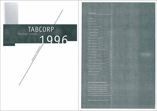 Thumbnail Tabcorp Annual Report 1996